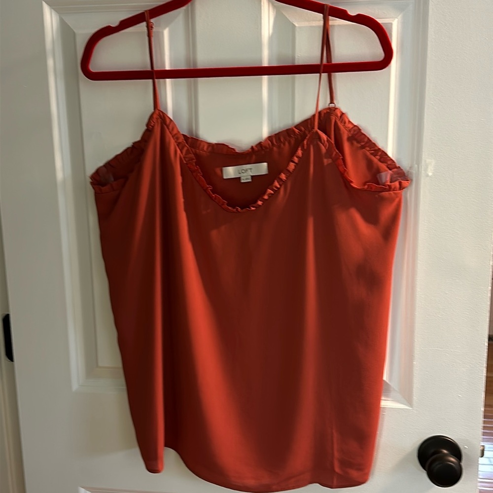 Loft Rust color with ruffle neck camisole